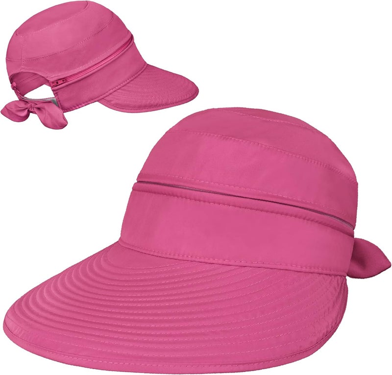 Suncube Women Sun Hat for Outdoor UV Protection, Wide Brim Sun Hat Ponytail, Convertible Zip-Off Beach Hat Visor - Image 2